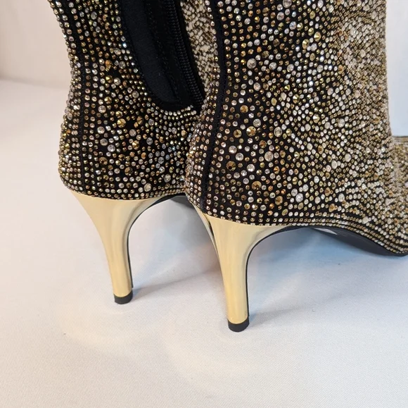 Torrid 7.5 WW Rhinestone Ankle Boots Glam Glitter Stiletto Heel Pointed Toe - Picture 5 of 14